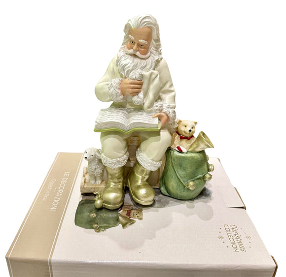 Babbo Natale con libro bianco e oro - Preziosa Luxury Home